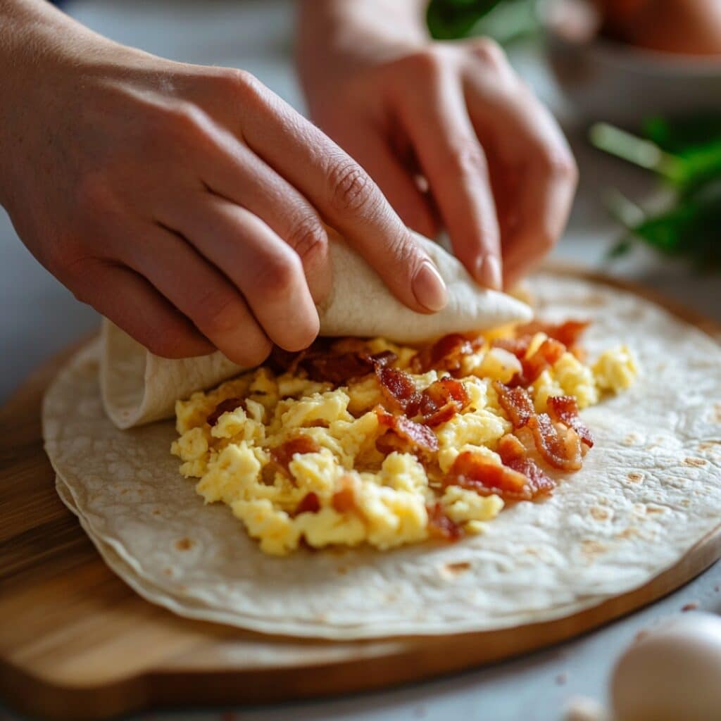 Wrapping breakfast wrap step