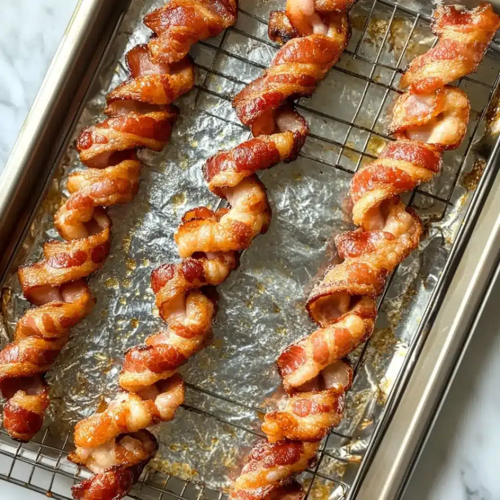 Bacon twists baking on rack