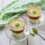 Recipe card for chocolate protein matcha latte