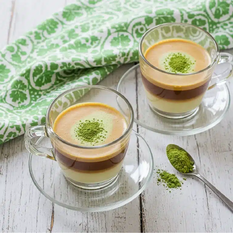 Recipe card for chocolate protein matcha latte