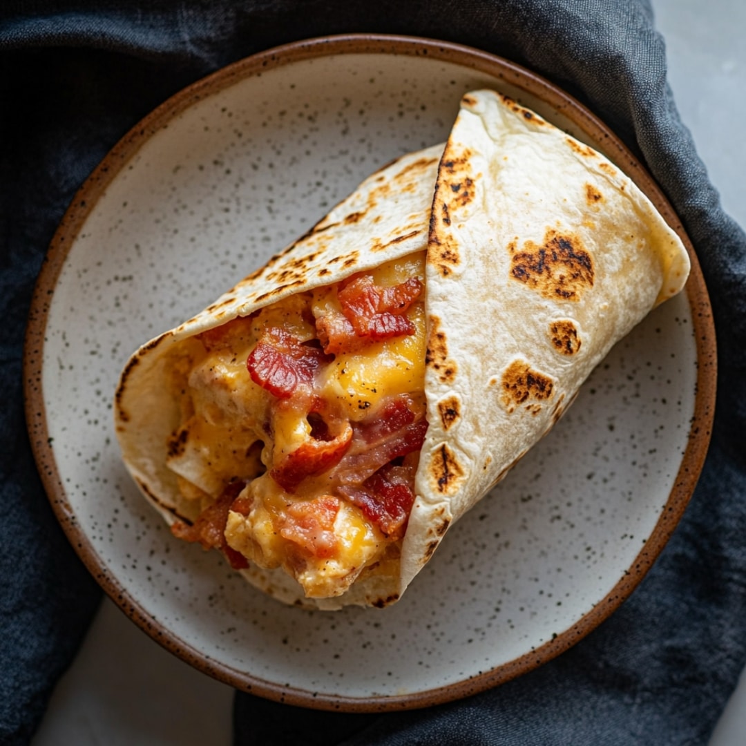 Maple bacon breakfast wraps on plate