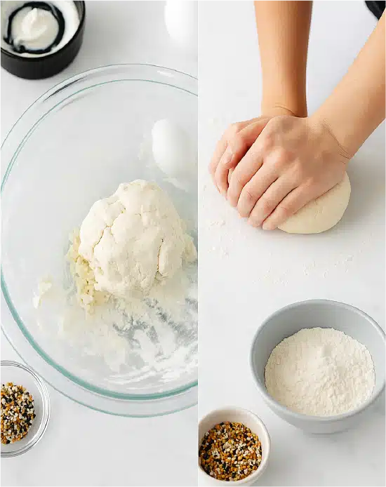Mixing dough for cottage cheese bagels
