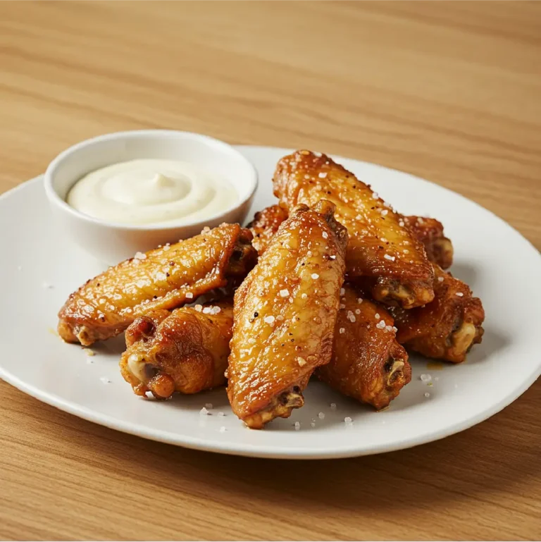 Served salt and vinegar wings with dipping sauce