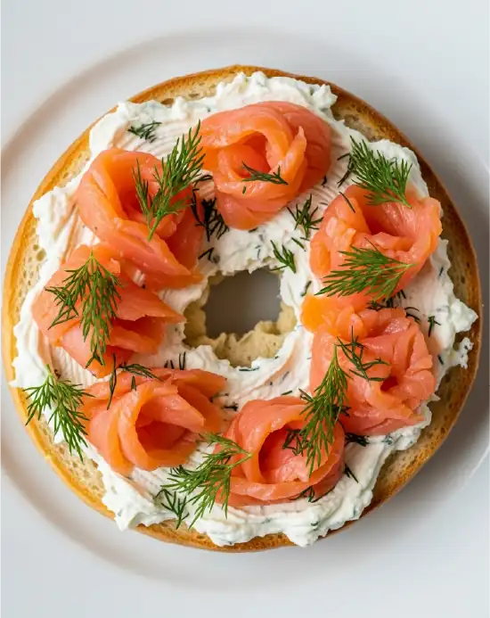 Step-by-step: adding smoked salmon and cream cheese