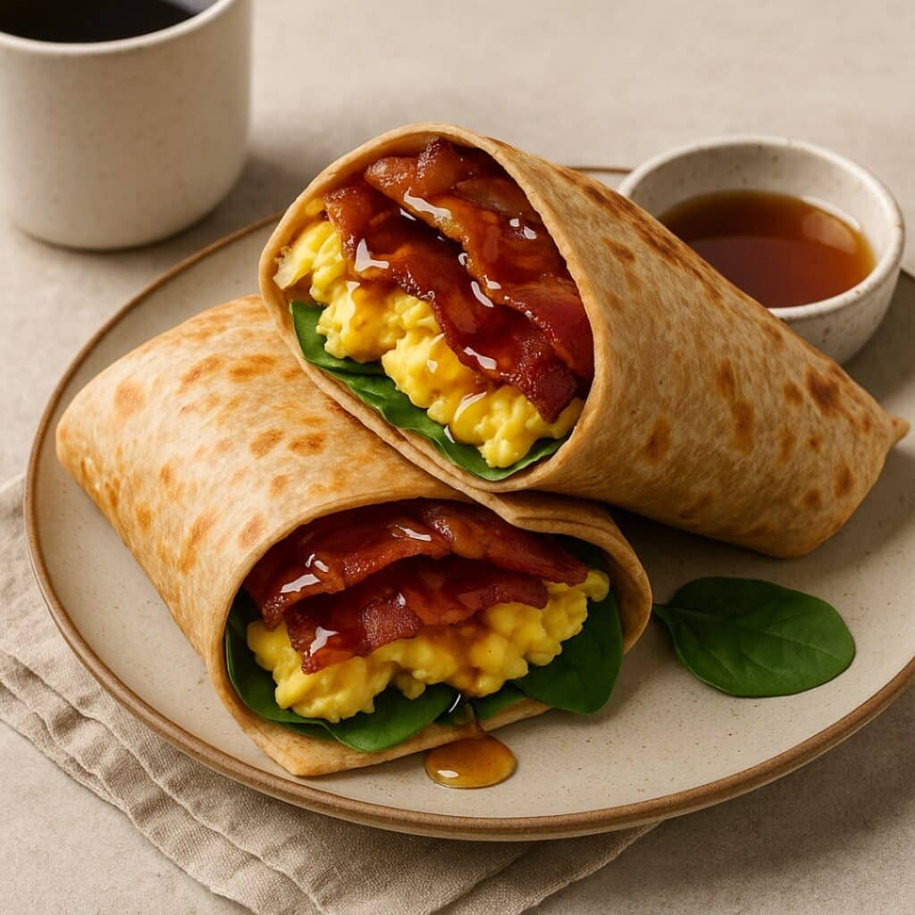 Toasted wrap served with fruit