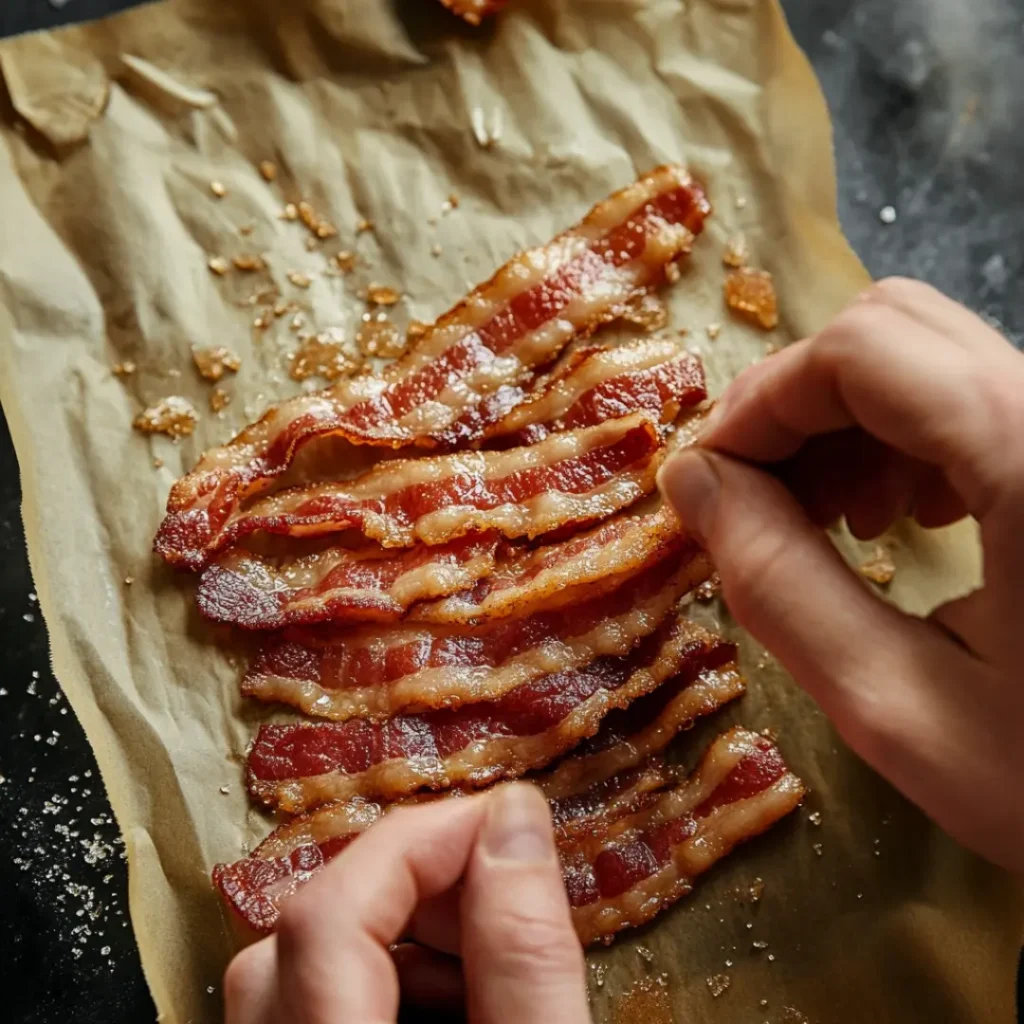 Twisting bacon with brown sugar