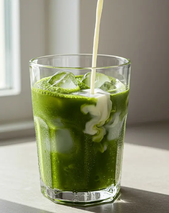 iced protein matcha latte process
