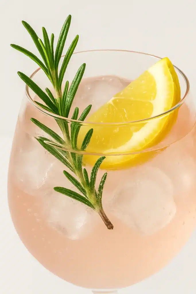 Refreshing easy gin cocktail with rosemary and lemon slice