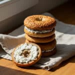 Final baked bagels stacked