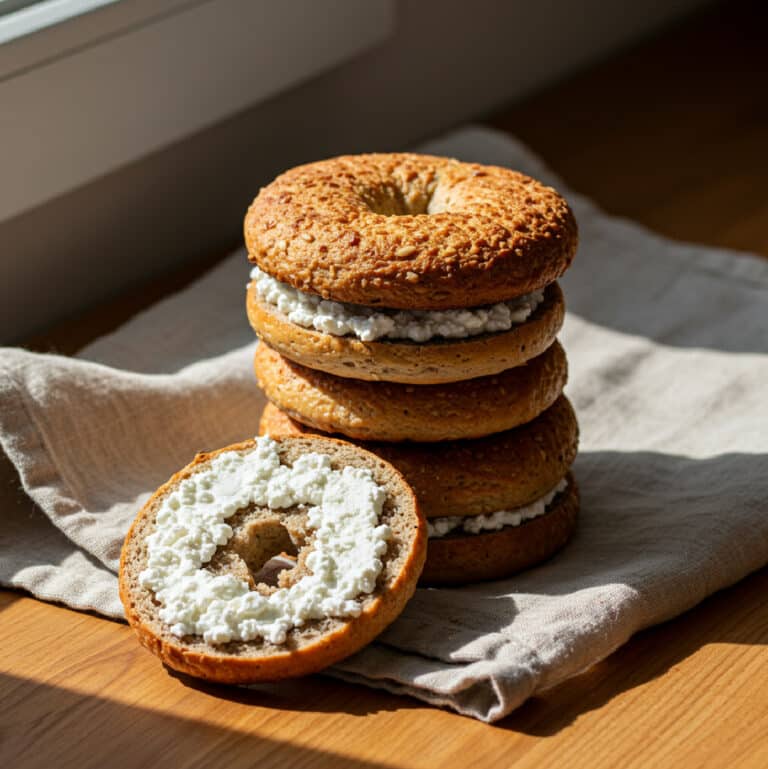 Final baked bagels stacked