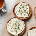 Serving Greek yogurt protein bagel