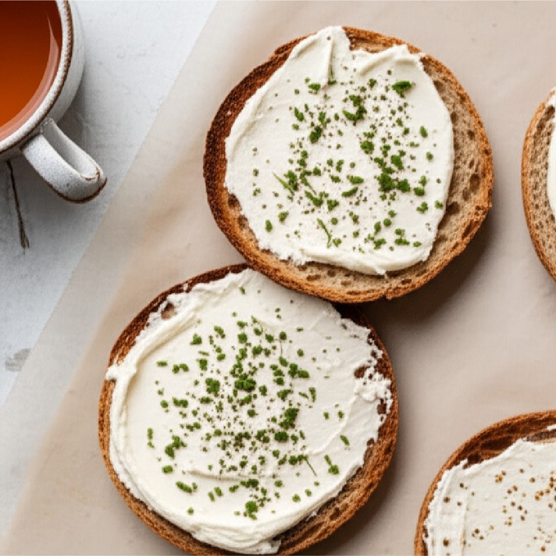 Serving Greek yogurt protein bagel