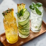 Ocean Fizz variations tray: classic, tropical, and cucumber
