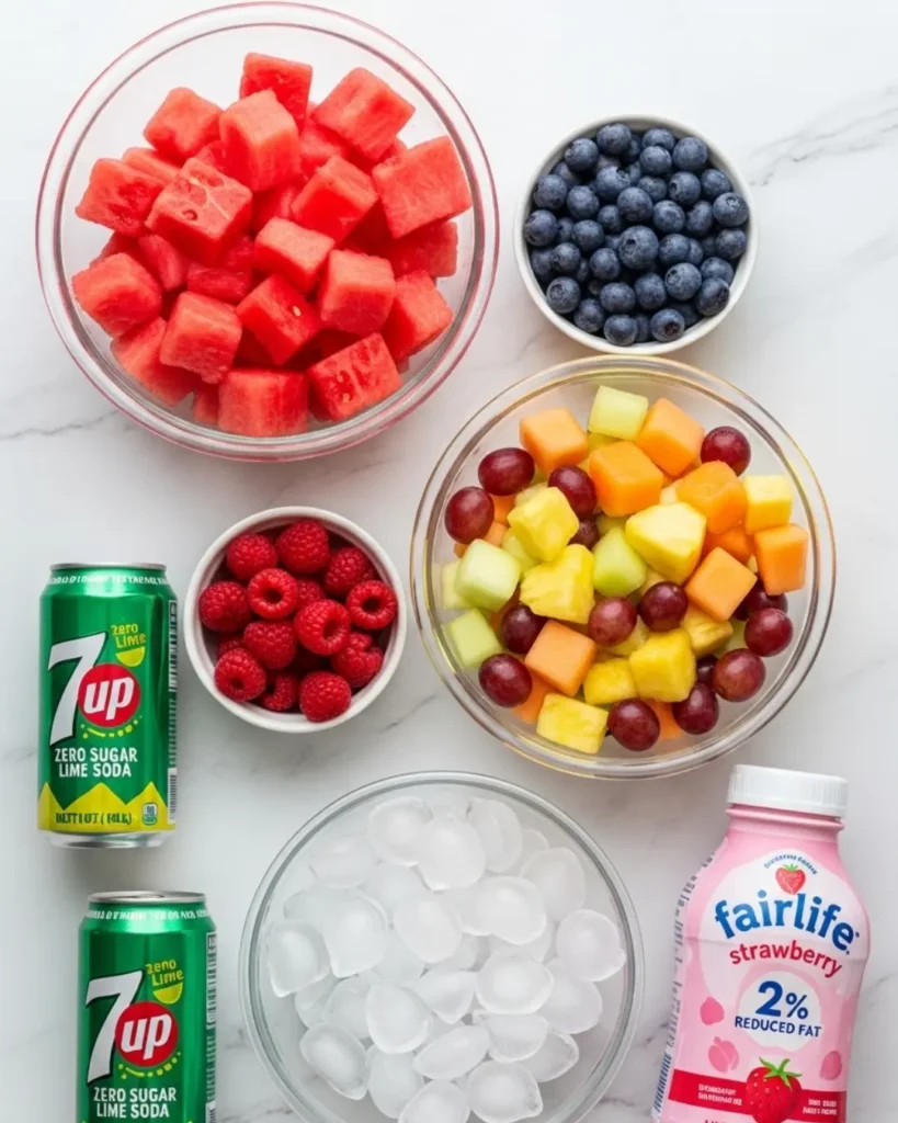 Hwachae Recipe: The Ultimate Korean Summer Fruit Punch You Need to Try Hwachae Recipe Hwachae Recipe - Fresh fruit and drink ingredients laid out on a white countertop