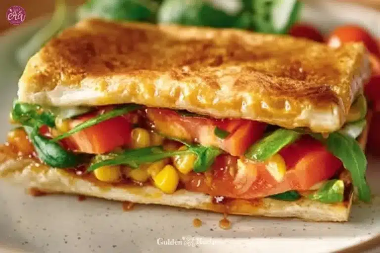 High protein cottage cheese flatbread topped with herbs and spices.