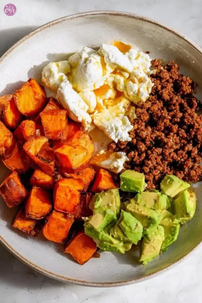 Cottage Cheese Sweet Potato Beef Bowl