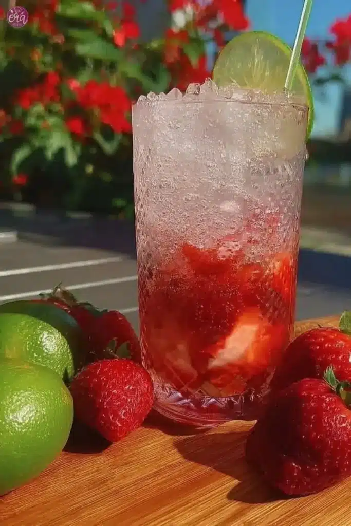 Sparkling Strawberry Lime Mocktail 
