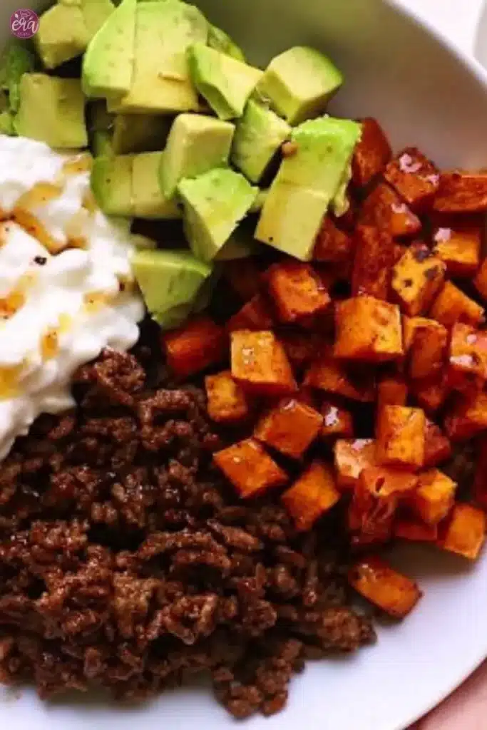 Cottage Cheese Sweet Potato Beef Bowl recipe