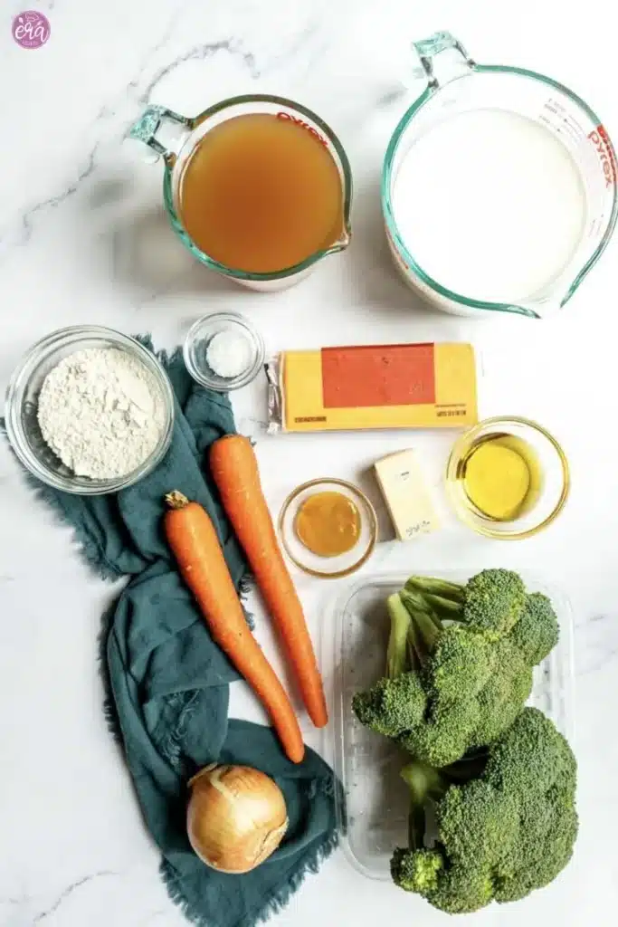 Easy Broccoli Cheddar Soup ingredients
