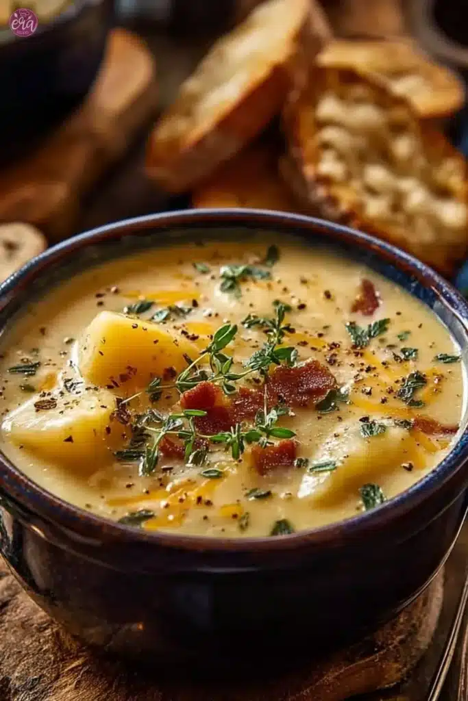 Hearty Cheddar Garlic Herb Potato Soup Recipe