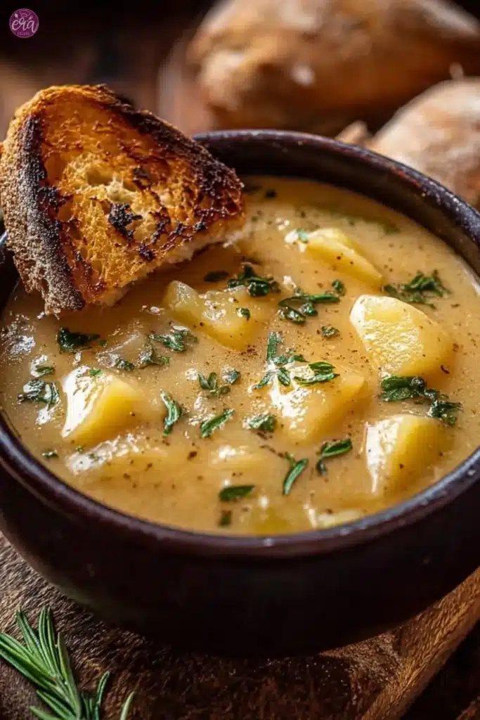 easy Hearty Cheddar Garlic Herb Potato Soup Recipe