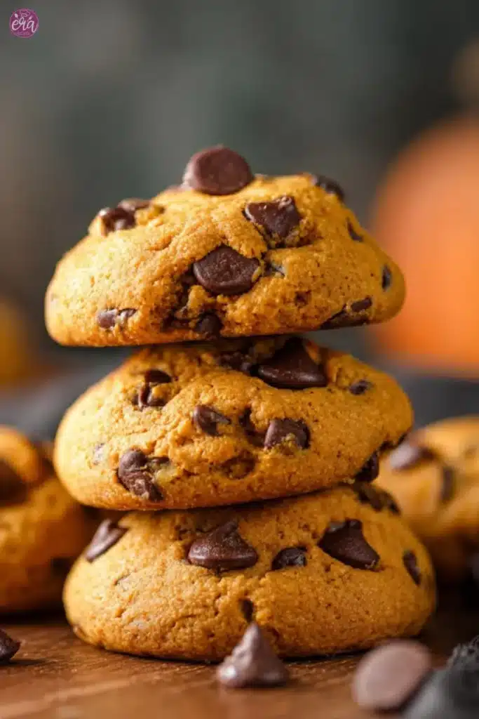 easy Pumpkin Chocolate Chip Cookies recipe with pumpkin chocolate chip cookies, styled for Golden Era Recipes.