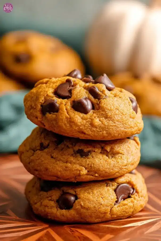 Brown Butter Pumpkin Chocolate Chip Cookies recipe with pumpkin chocolate chip cookies, styled for Golden Era Recipes.