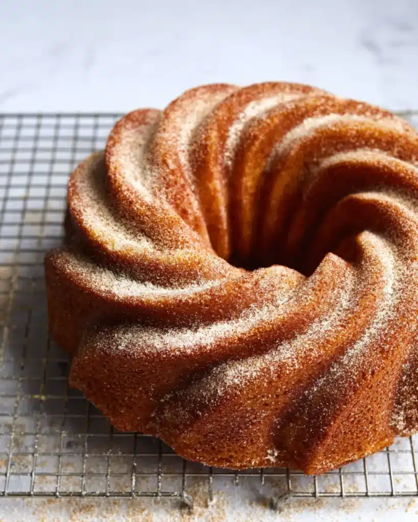 Moist Fall Bundt Cake with glaze and pecan streusel