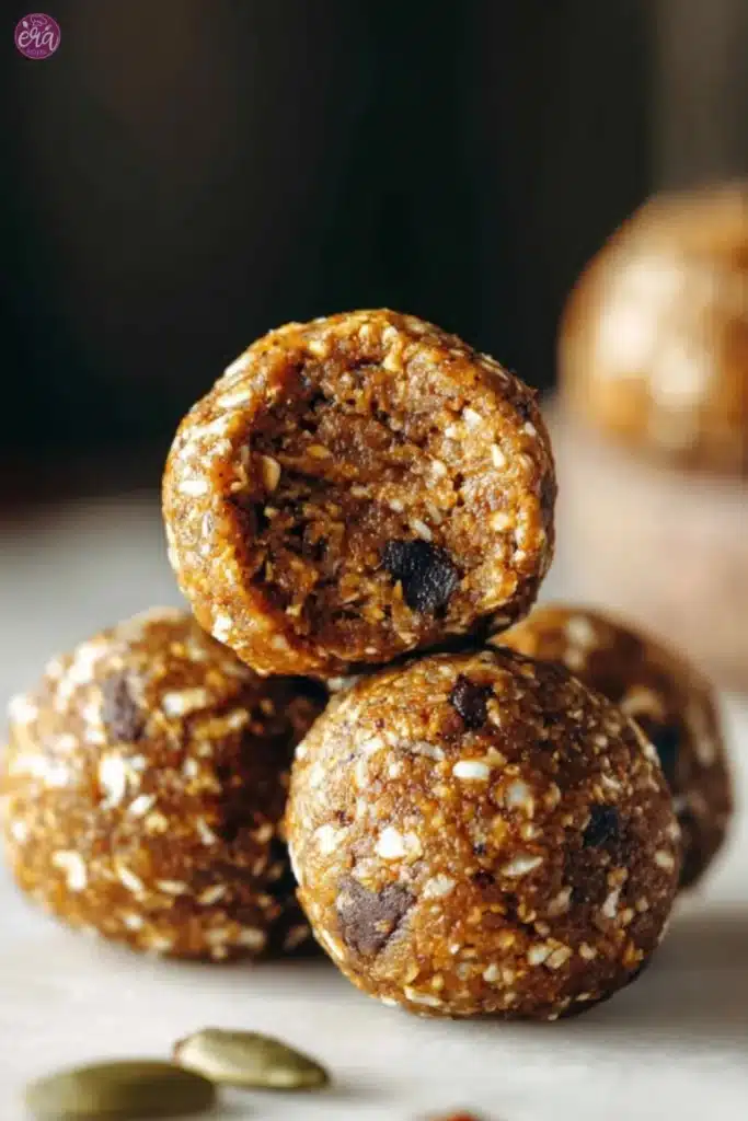 Pumpkin Energy Bites Recipe for Easy Cozy Fall Snacking 2 Pumpkin Energy Bites (No-Bake) recipe with pumpkin energy bites, styled for Golden Era Recipes.