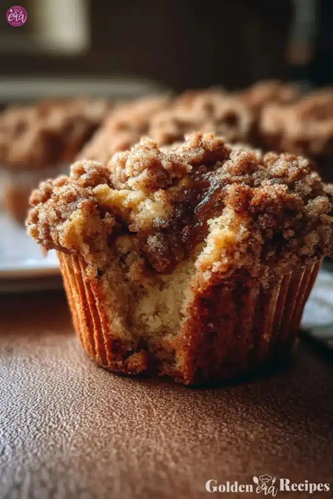 a piece Apple Cinnamon Streusel Muffin