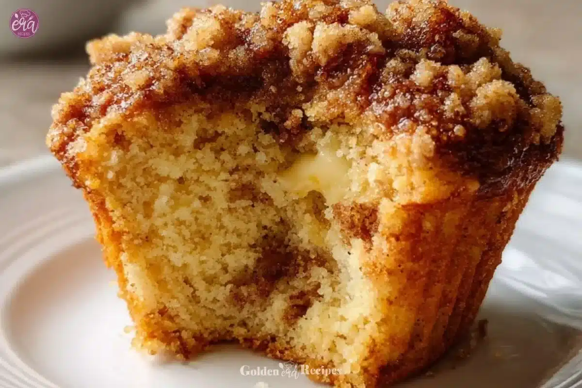 Freshly baked apple cinnamon streusel muffins cooling on a rack