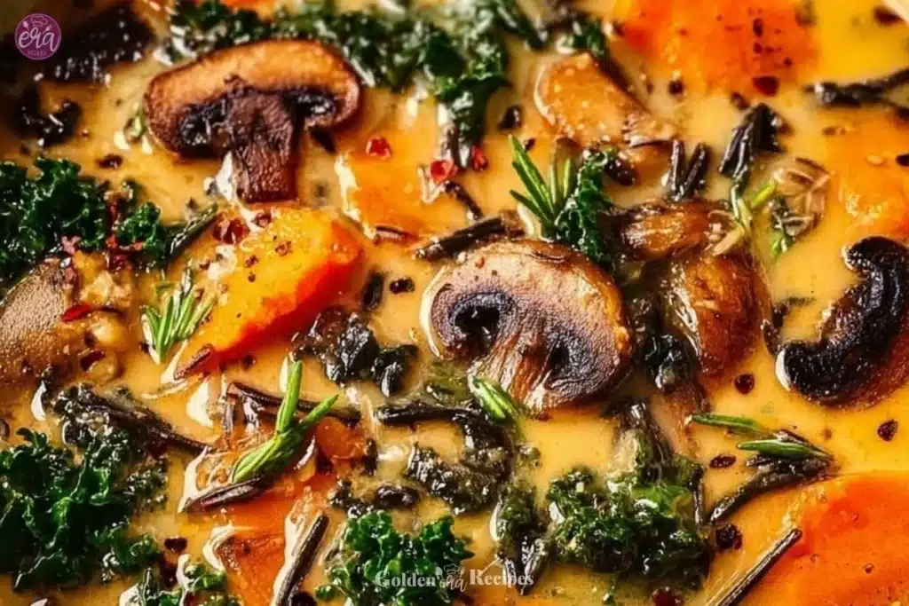 Autumn Wild Rice Soup: The Ultimate Fall Comfort Food for Family Gatherings 1 Bowl of Autumn Wild Rice Soup garnished with herbs and served warm
