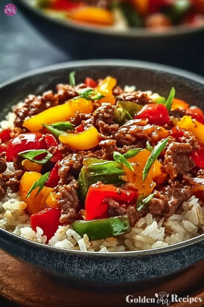 Healthy Beef and Pepper Rice Bowl