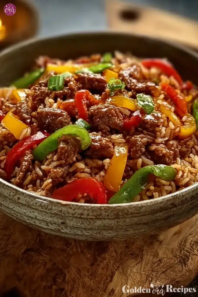 Easy Healthy Beef and Pepper Rice Bowl