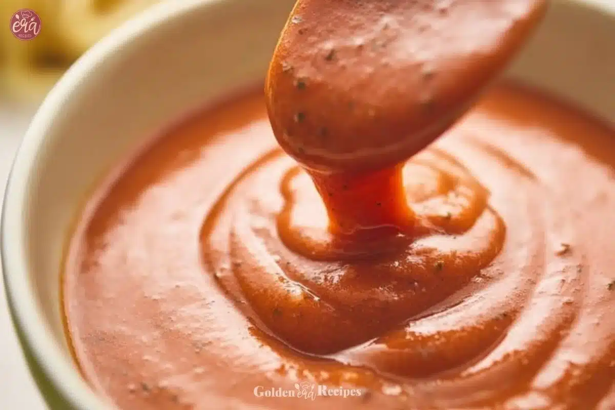Cottage Cheese Tomato Basil Sauce served over pasta with fresh basil garnish