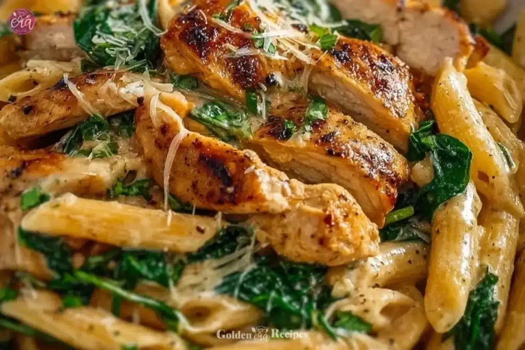 Creamy Garlic Parmesan Chicken Pasta for Easy Healthy Meals 1 Creamy Garlic Parmesan Chicken Pasta served in a bowl with fresh herbs
