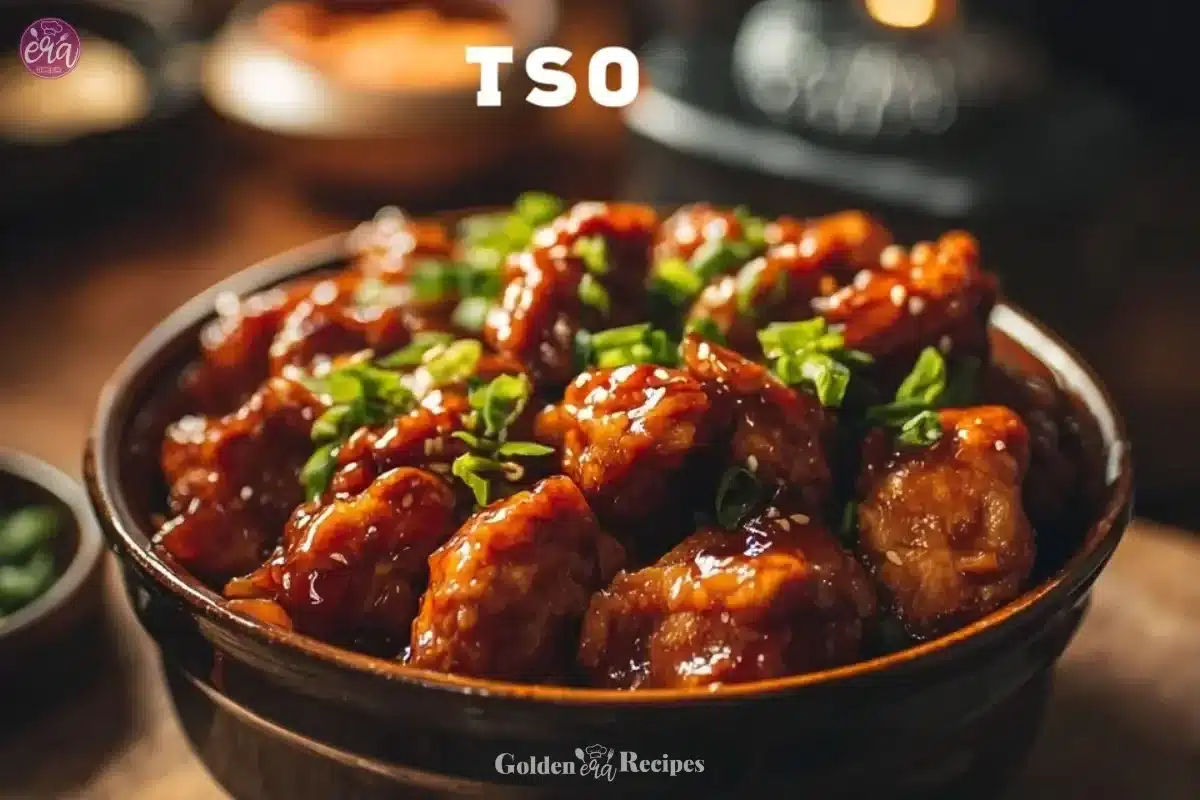 Delicious easy crockpot General Tso's Chicken ready to serve with rice