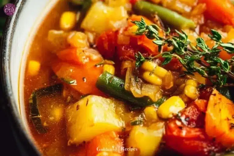 Easy Vegetable Soup: A Generational Recipe to Warm Hearts and Homes 6 Bowl of easy vegetable soup with colorful veggies and herbs