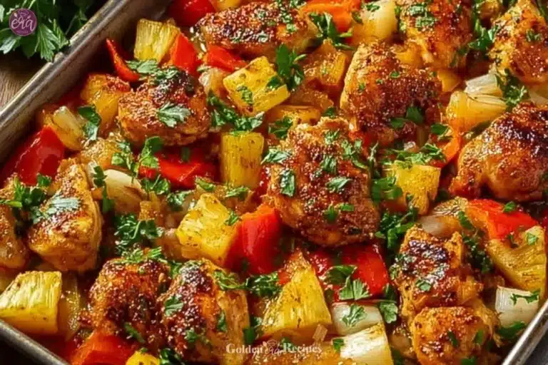 Hawaiian Chicken Sheet Pan Dinner 7 Hawaiian Chicken Sheet Pan Dinner with colorful vegetables and pineapple