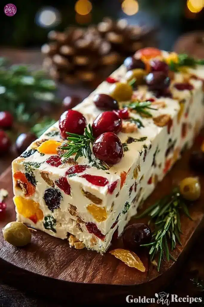 Festive Holiday Antipasto Cream Cheese Log