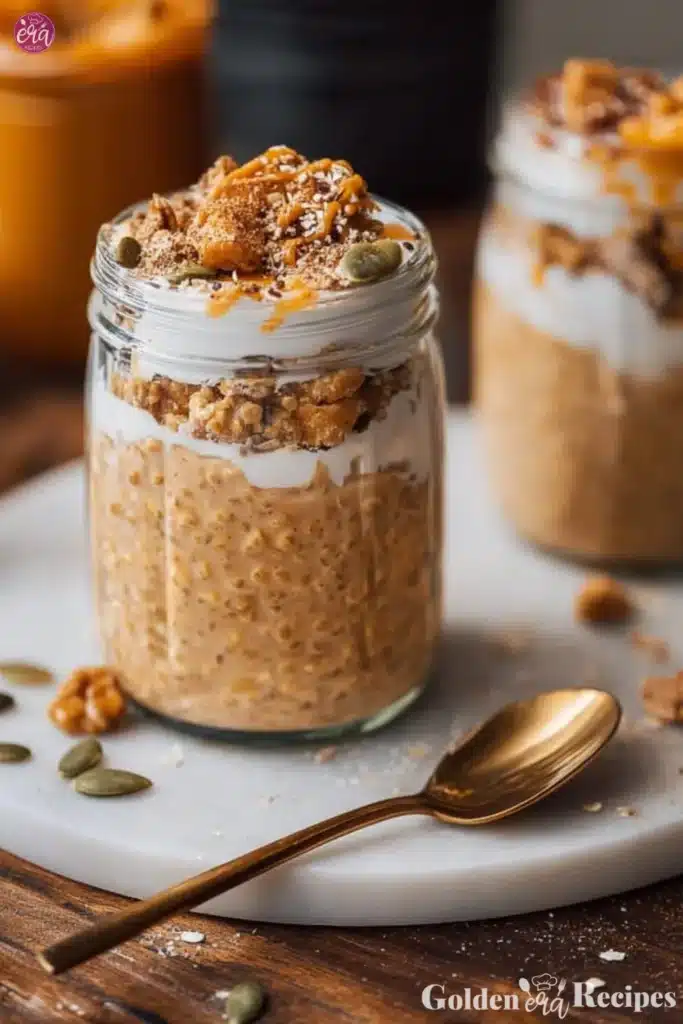 Healthy Pumpkin Cheesecake Overnight Oats