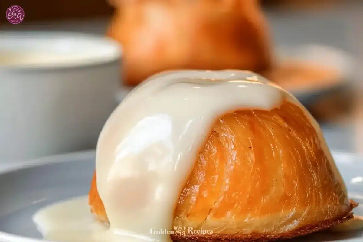 Apple Mille Feuille with Vanilla Custard dessert slice on a plate