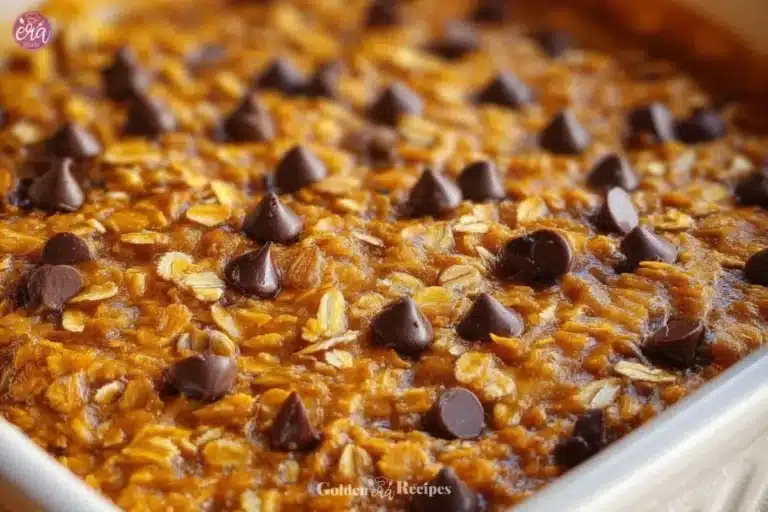 Classic Pumpkin Chocolate Chip Baked Oatmeal 4 Delicious classic pumpkin chocolate chip baked oatmeal in a cozy setting.