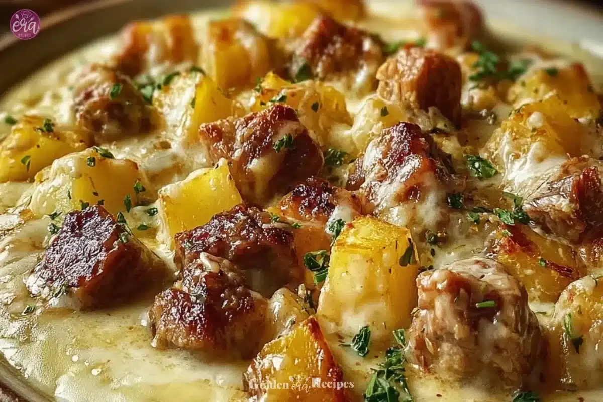 Delicious Garlic Parmesan Chicken and Potatoes cooked in a crockpot