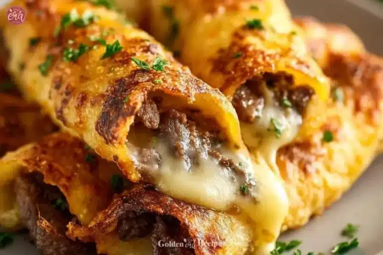 Keto Philly Cheesesteak Rolls served on a plate, garnished and ready to eat.
