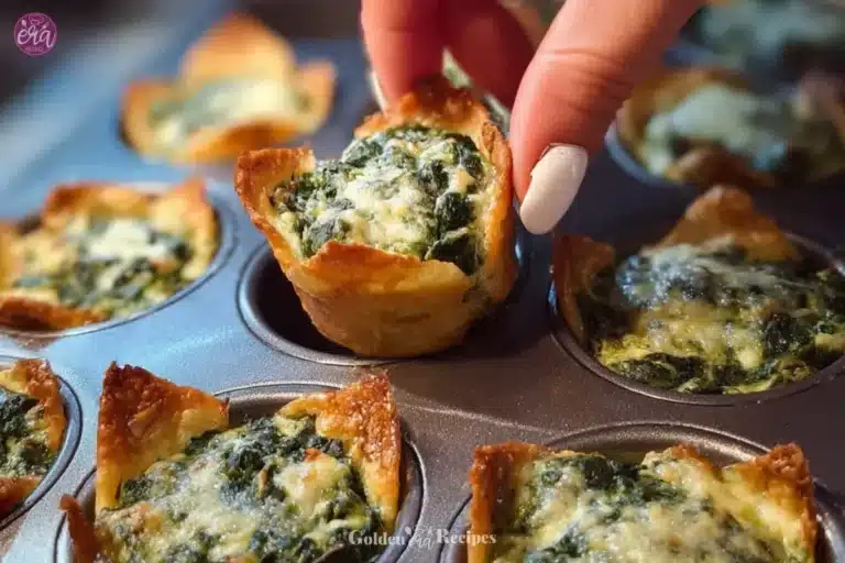 Spinach and Artichoke Wonton Cups 6 Spinach and artichoke wonton cups served on a platter