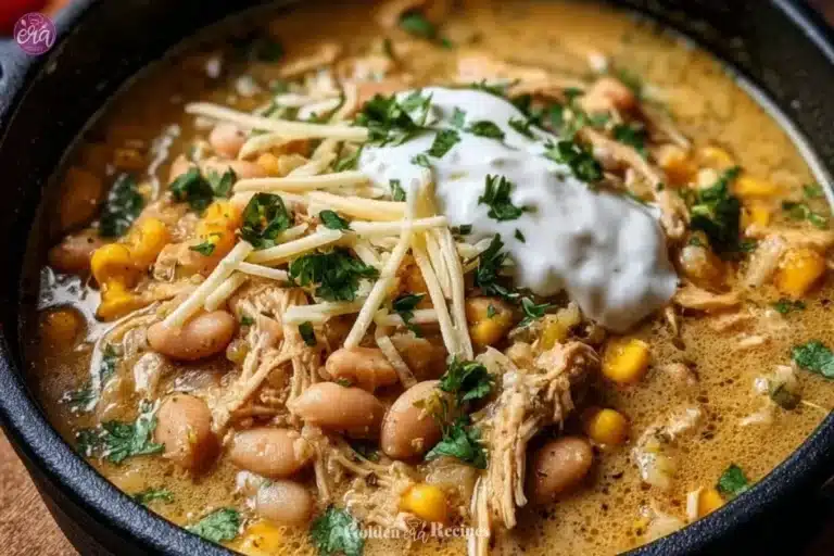White Chicken Chili 4 Delicious bowl of white chicken chili topped with fresh herbs