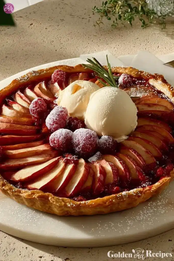 Cranberry apple galette with a golden crust and fresh fruit filling