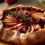 Cranberry apple galette with a golden crust and fresh fruit filling