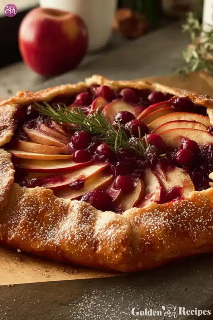 Cranberry apple galette with a golden crust and fresh fruit filling
